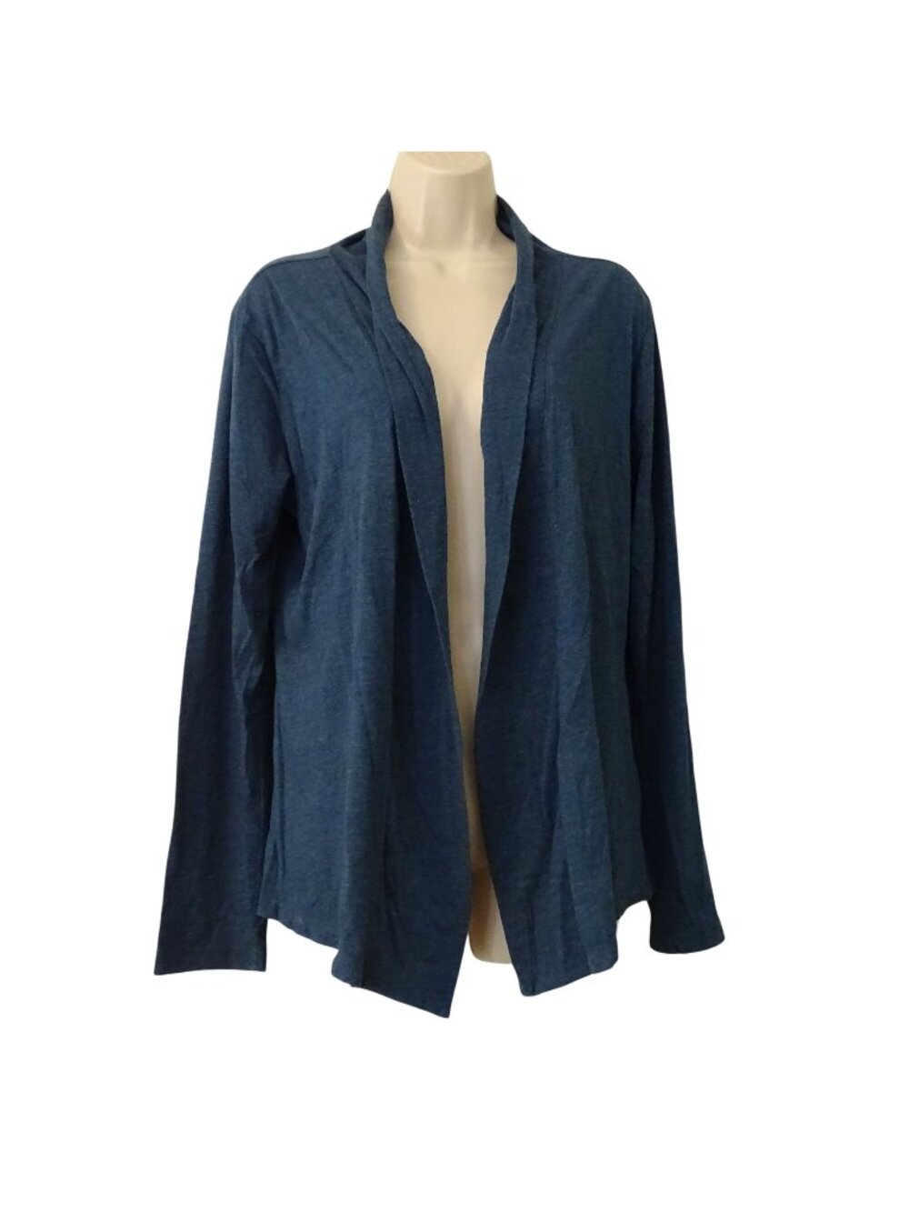Aventura Open Front Jersey Knit Cardigan Blue Size L Long Sleeve Organic Cotton